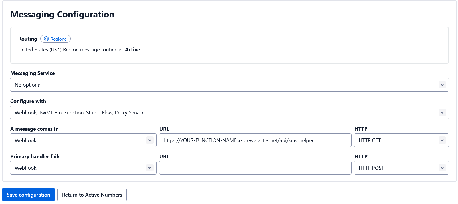 Twilio config